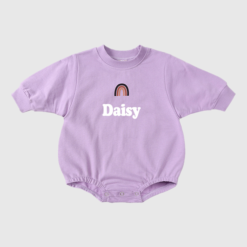Personalized Baby Name Rainbow Sweatshirt Romper| Cloth34