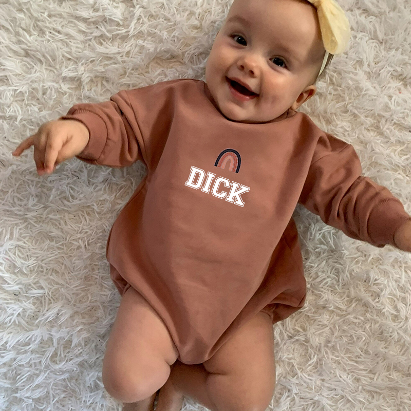 Personalized Baby Name Rainbow Sweatshirt Romper| Cloth34