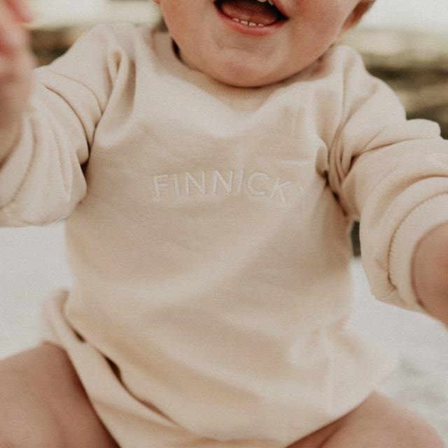 Personalized Baby Embroidery Name Sweatshirt Romper| Cloth12