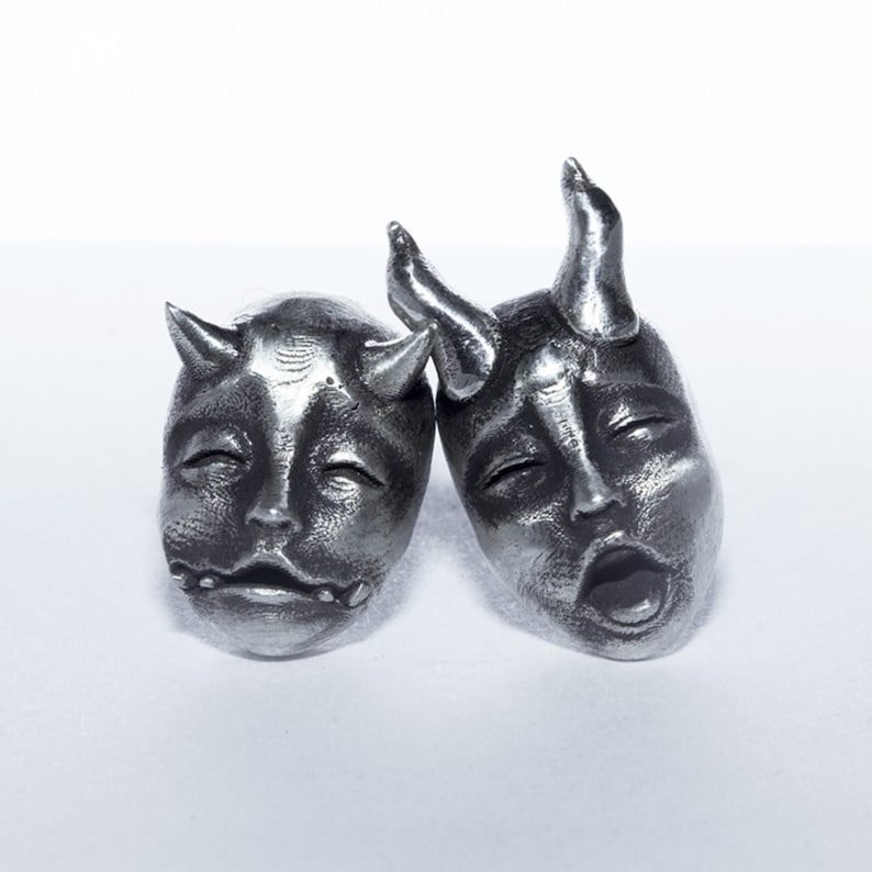 Gothic Horned Demon Baby Stud Earrings