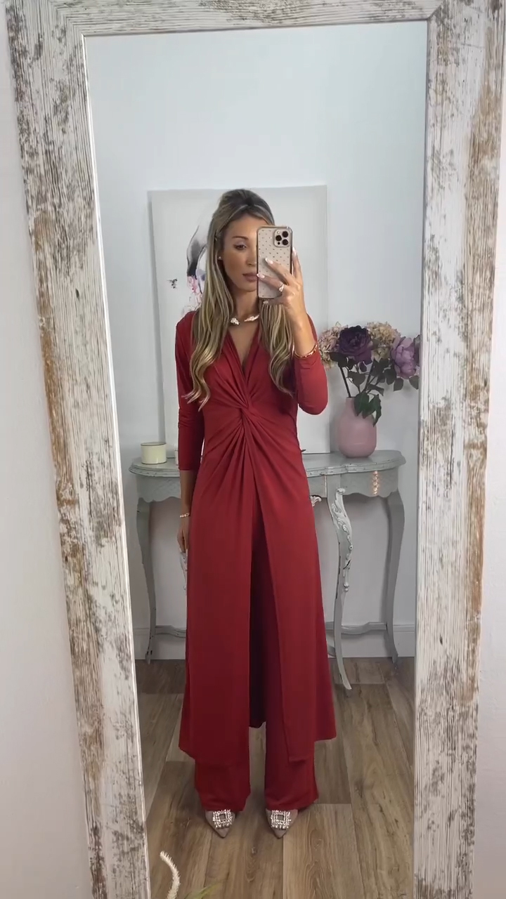 Casual 2 Pieces Suit With Long Top Matching Trouser