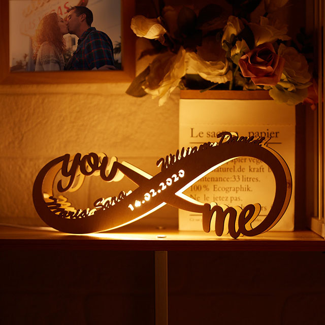 Engraved Wooden Name Nightlight Wedding Anniversary Gift