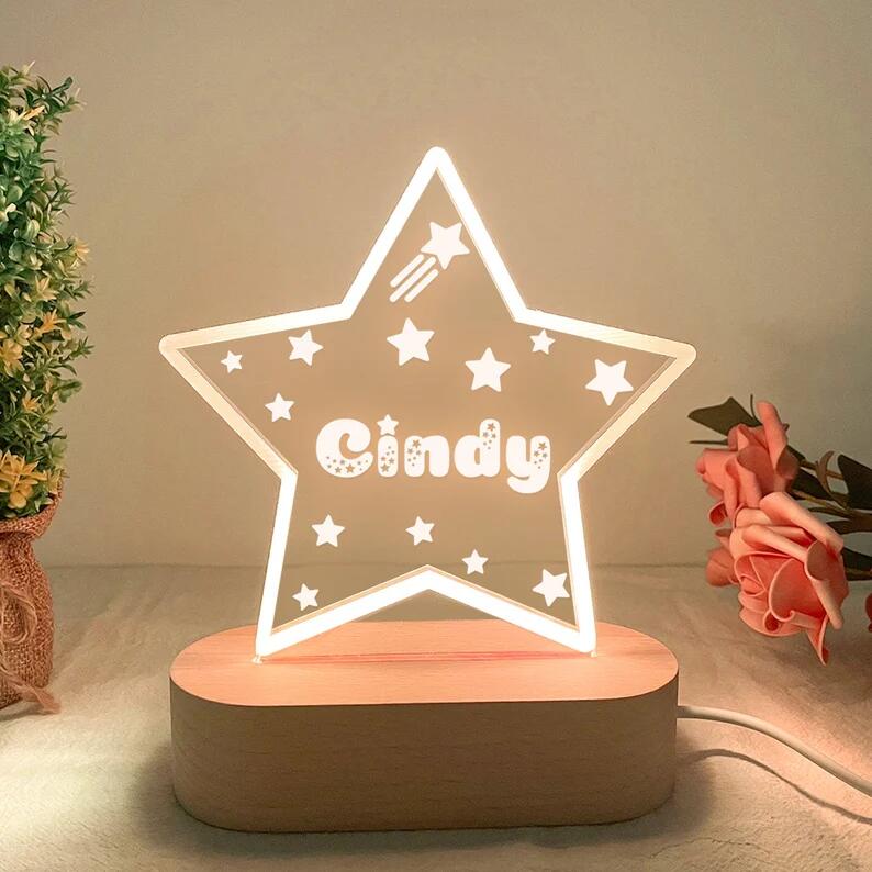 Warm Light STARS Custom Name Night Light