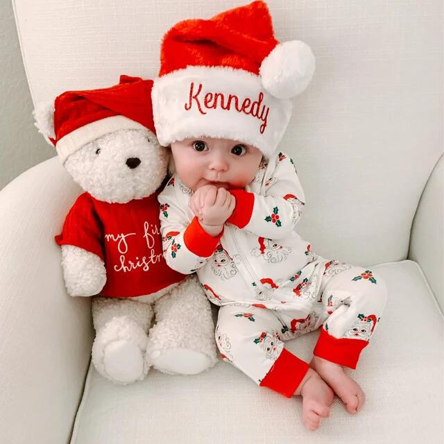 Personalized Matching Embroidered Santa Christmas Hats