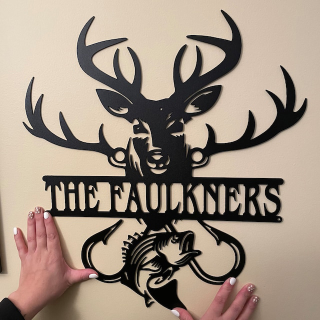 Custom Split Deer And Fish Sign