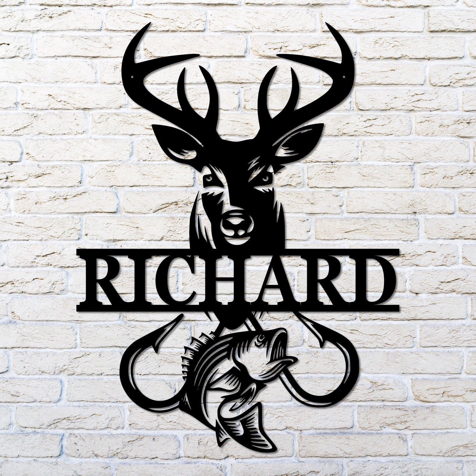 Custom Split Deer And Fish Sign