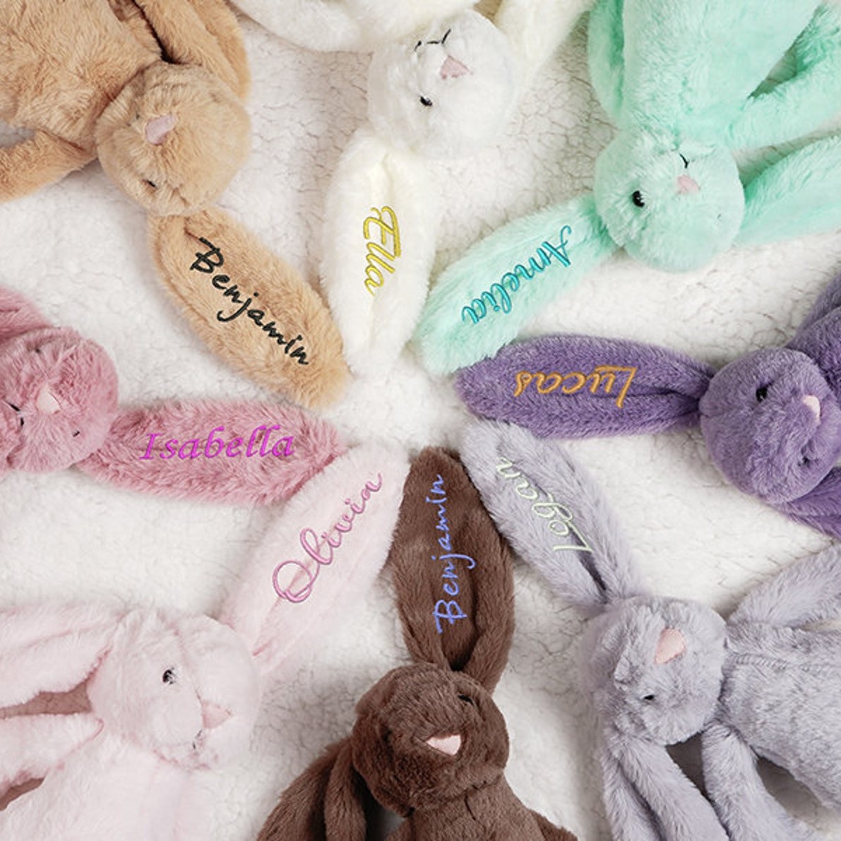 Personalized Baby Embroidery Monogrammed Bunny Rabbit