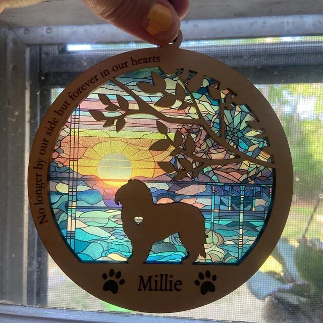 Dog Memorial Suncatcher, Beach Ocean Sunrise