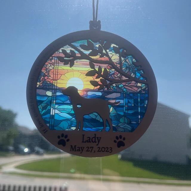 Dog Memorial Suncatcher, Beach Ocean Sunrise