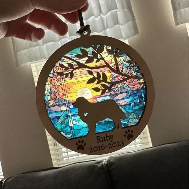 Dog Memorial Suncatcher, Beach Ocean Sunrise