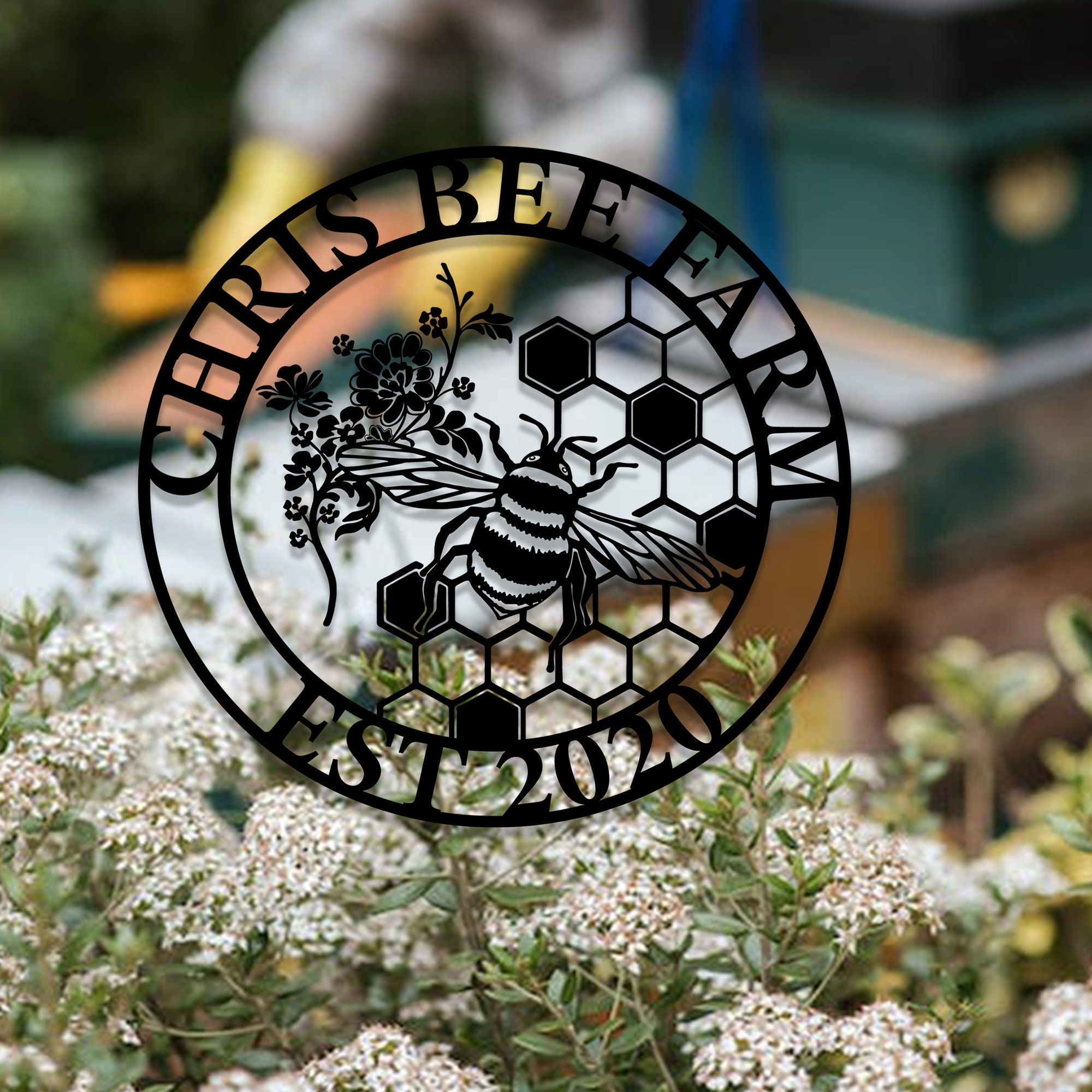 Personalized Honey Bee Metal Sign,Beekeeper Gifts, Garden Decor