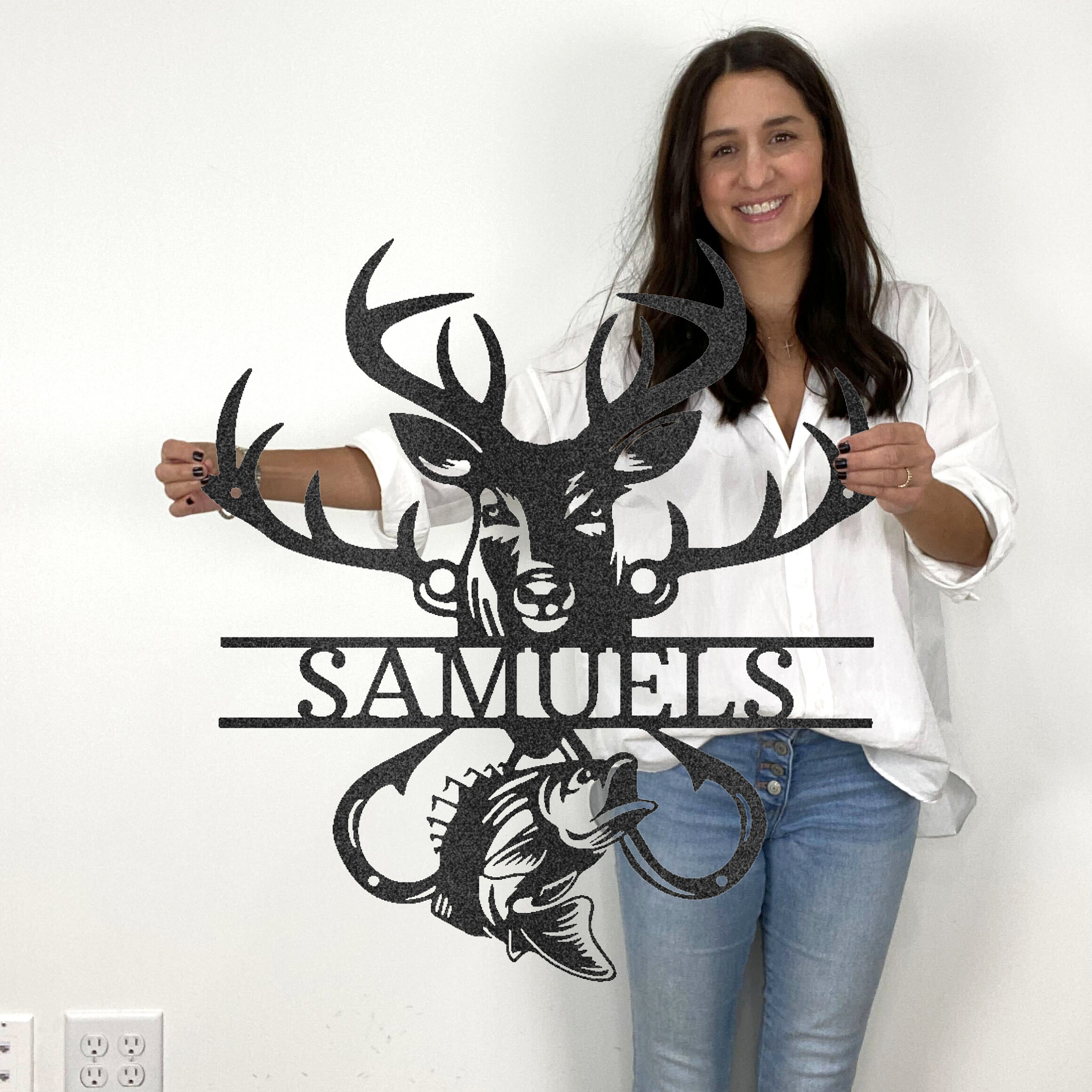 Custom Split Deer And Fish Sign