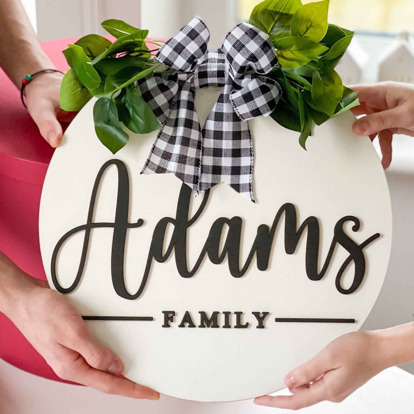 Welcome Wooden Family Name Sign - Wedding, Housewarming gift