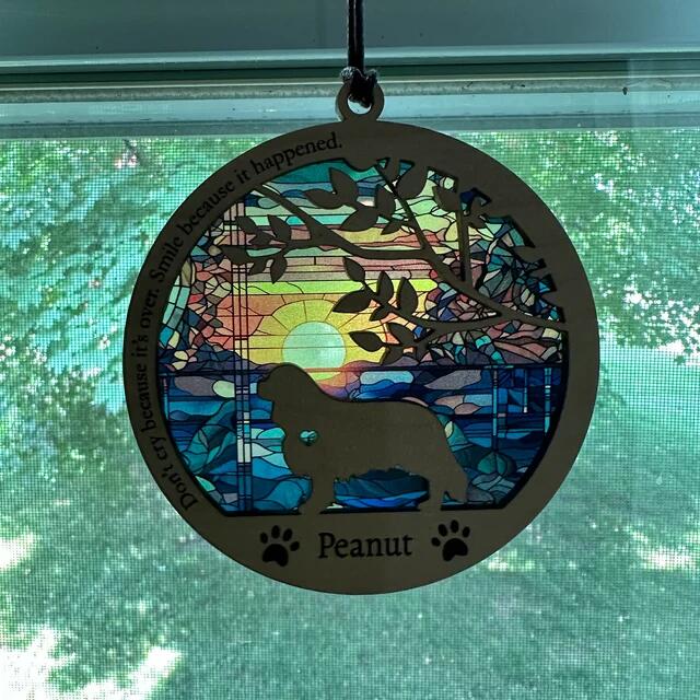 Dog Memorial Suncatcher, Beach Ocean Sunrise