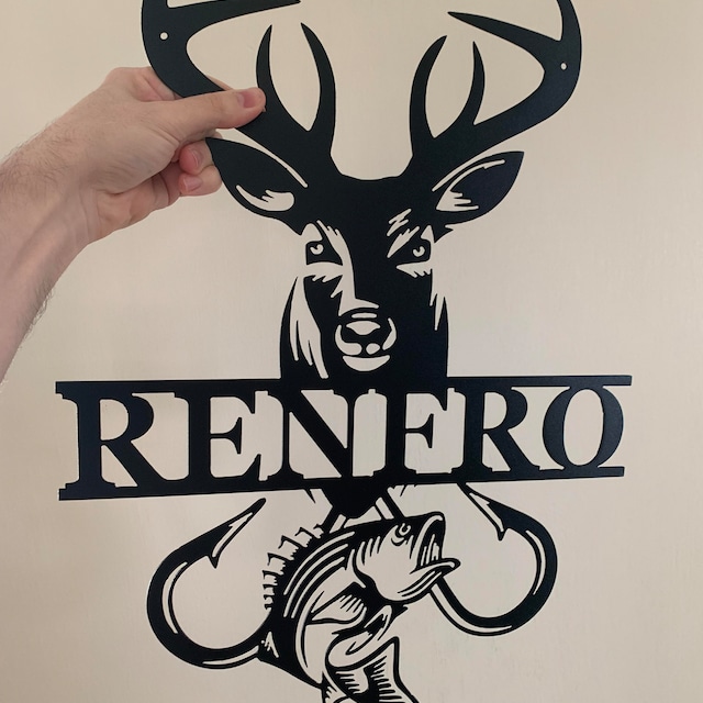 Custom Split Deer And Fish Sign