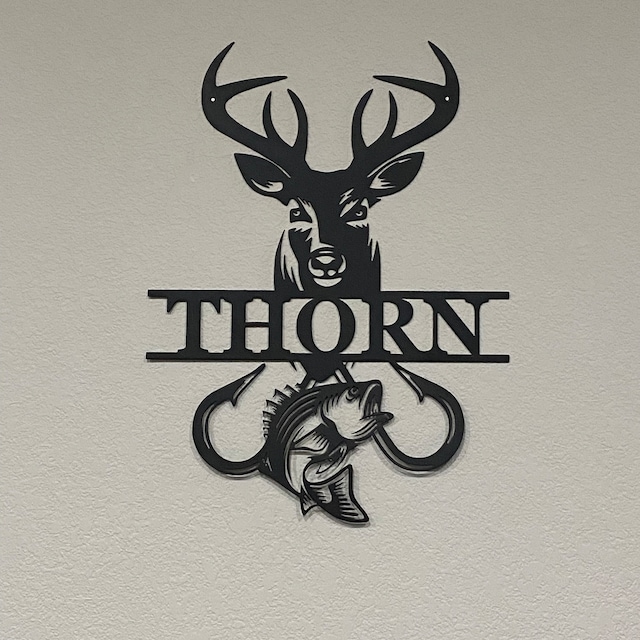 Custom Split Deer And Fish Sign