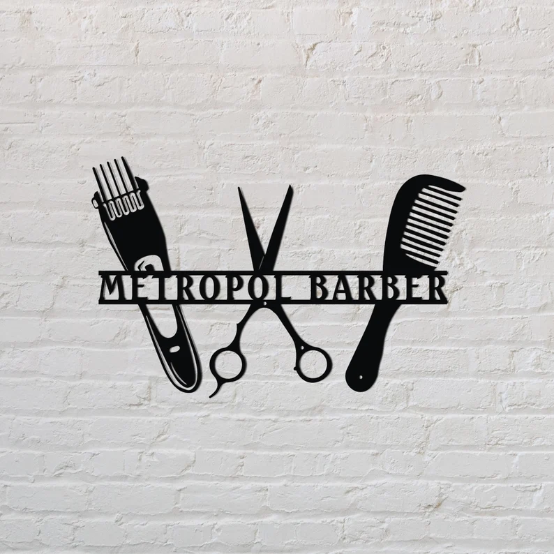 Custom Hair Salon Metal Wall Art, Personalized Hair Stylist Name Logo 【Buy 2 Free Shipping】