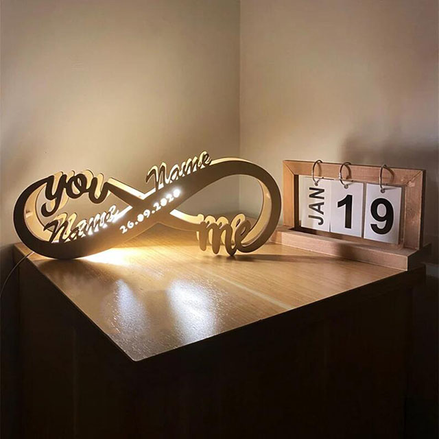 Engraved Wooden Name Nightlight Wedding Anniversary Gift