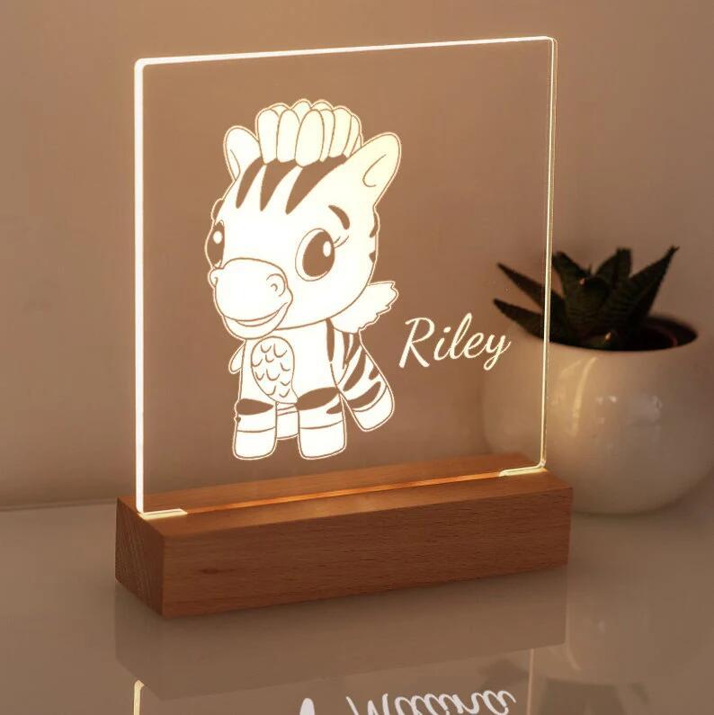 Zebra Night Light - Personalized Name Night Lights for Kids