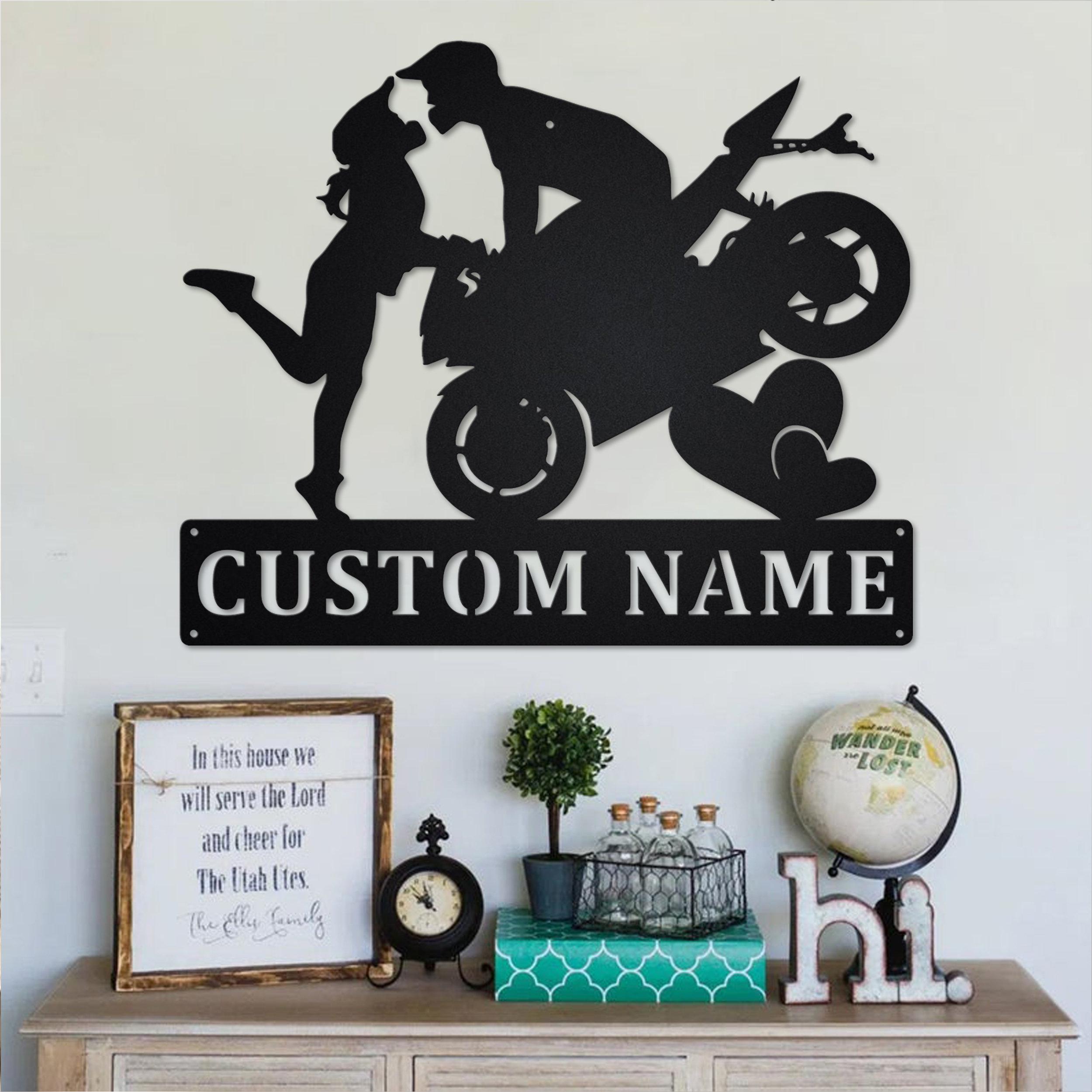 🎁Custom Couple Motorcycle Metal Wall Art