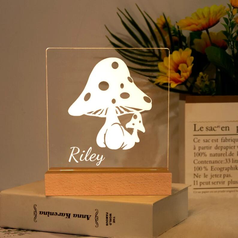 Mushroom Night Light - Personalized Name Night Lights for Kids