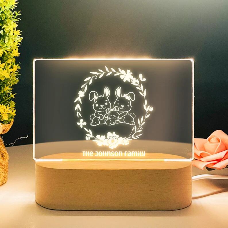 Rabbit Family Warm Night Light