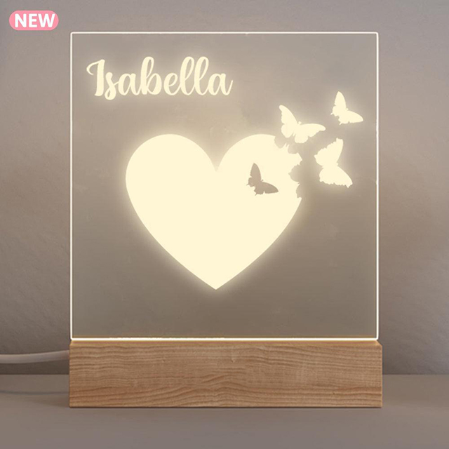 Butterfly Heart - Personalized Night Light
