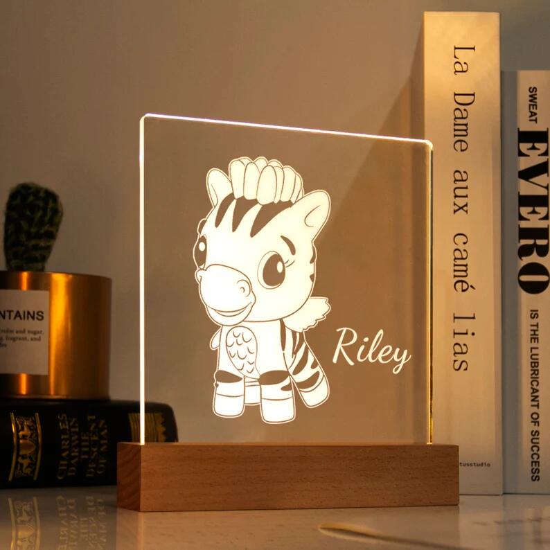 Zebra Night Light - Personalized Name Night Lights for Kids