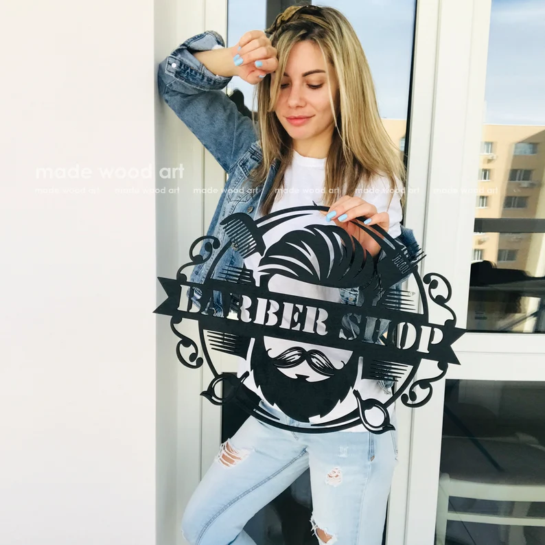 Custom Hair Salon Metal Wall Art, Personalized Hair Stylist Name Logo 【Buy 2 Free Shipping】