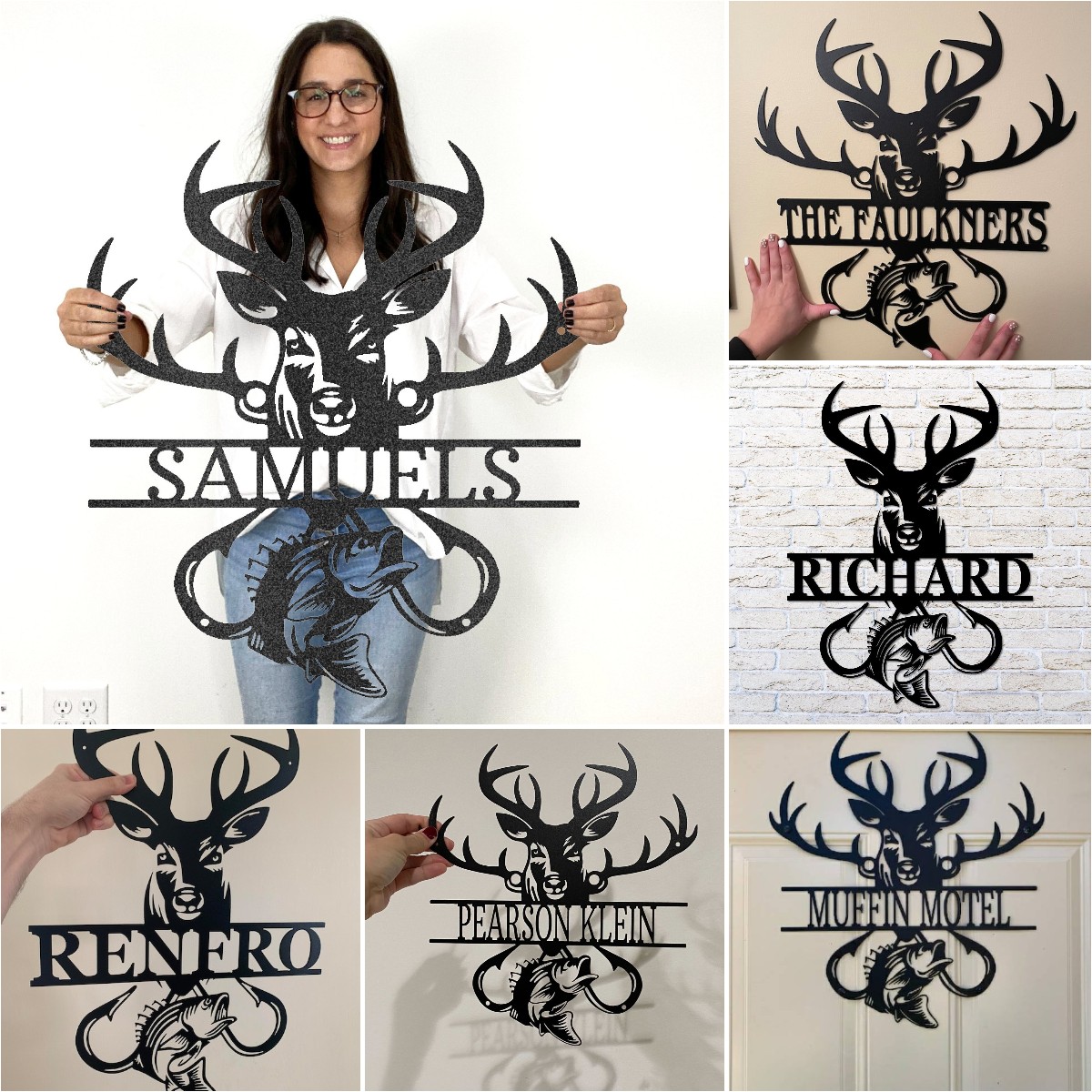 Custom Split Deer And Fish Sign