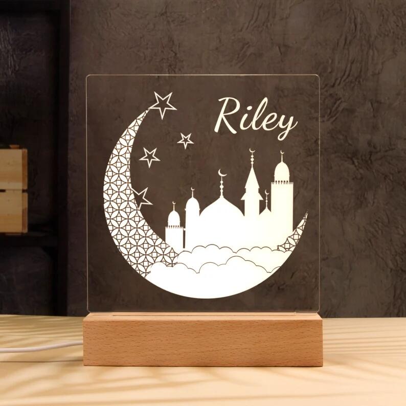 Moon Ship Night Light - Personalized Name Night Lights for Kids