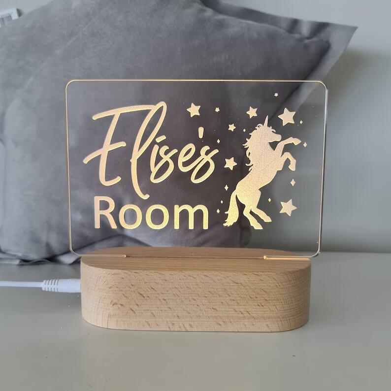 Personalised Name Children's Night Light Unicorn