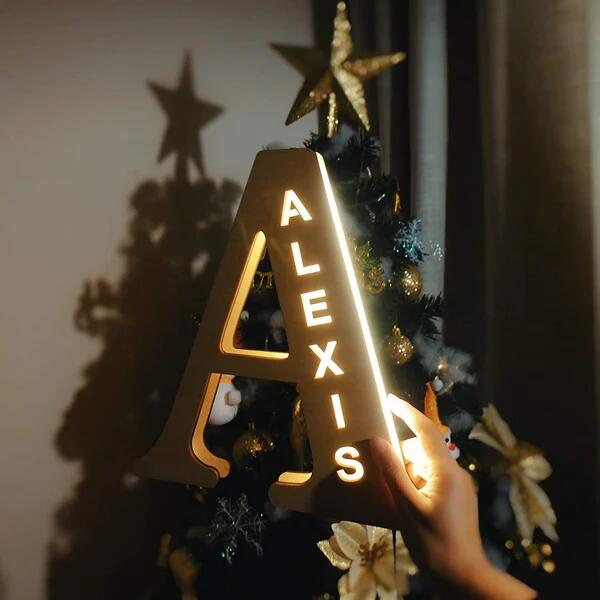 🎁 Customized Wood Engraved Name Wall Lamp