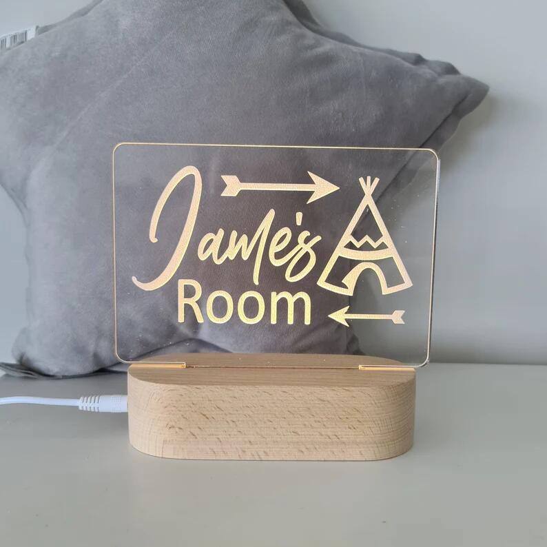 Personalised Name Children's Night Light Teepee