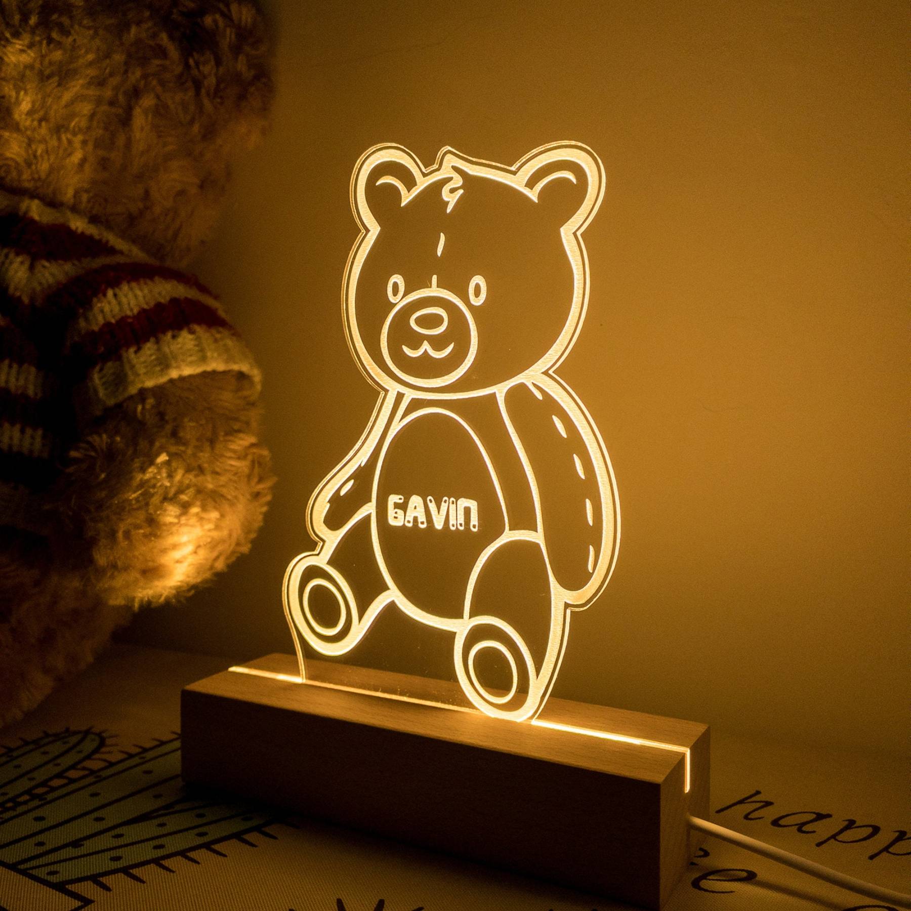 Teddy Bear Night Light, Personalize Night Light Kid