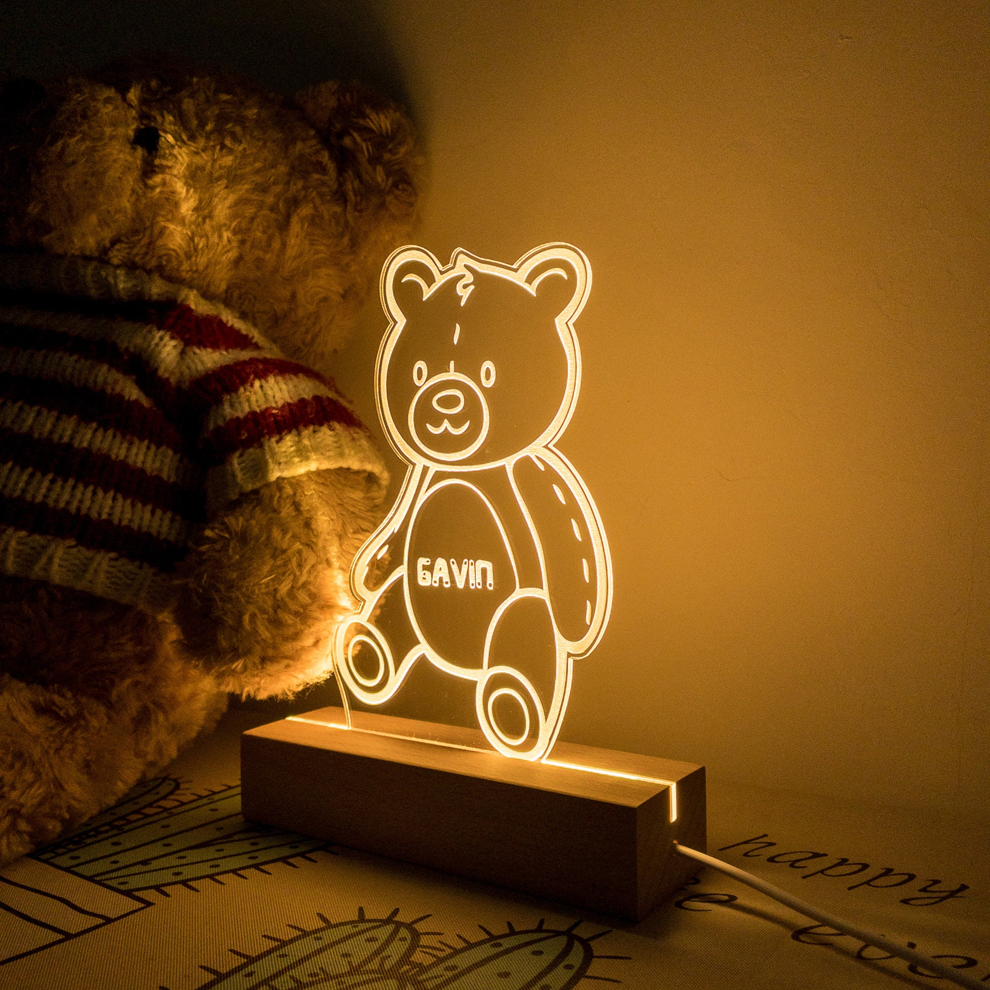 Teddy Bear Night Light, Personalize Night Light Kid