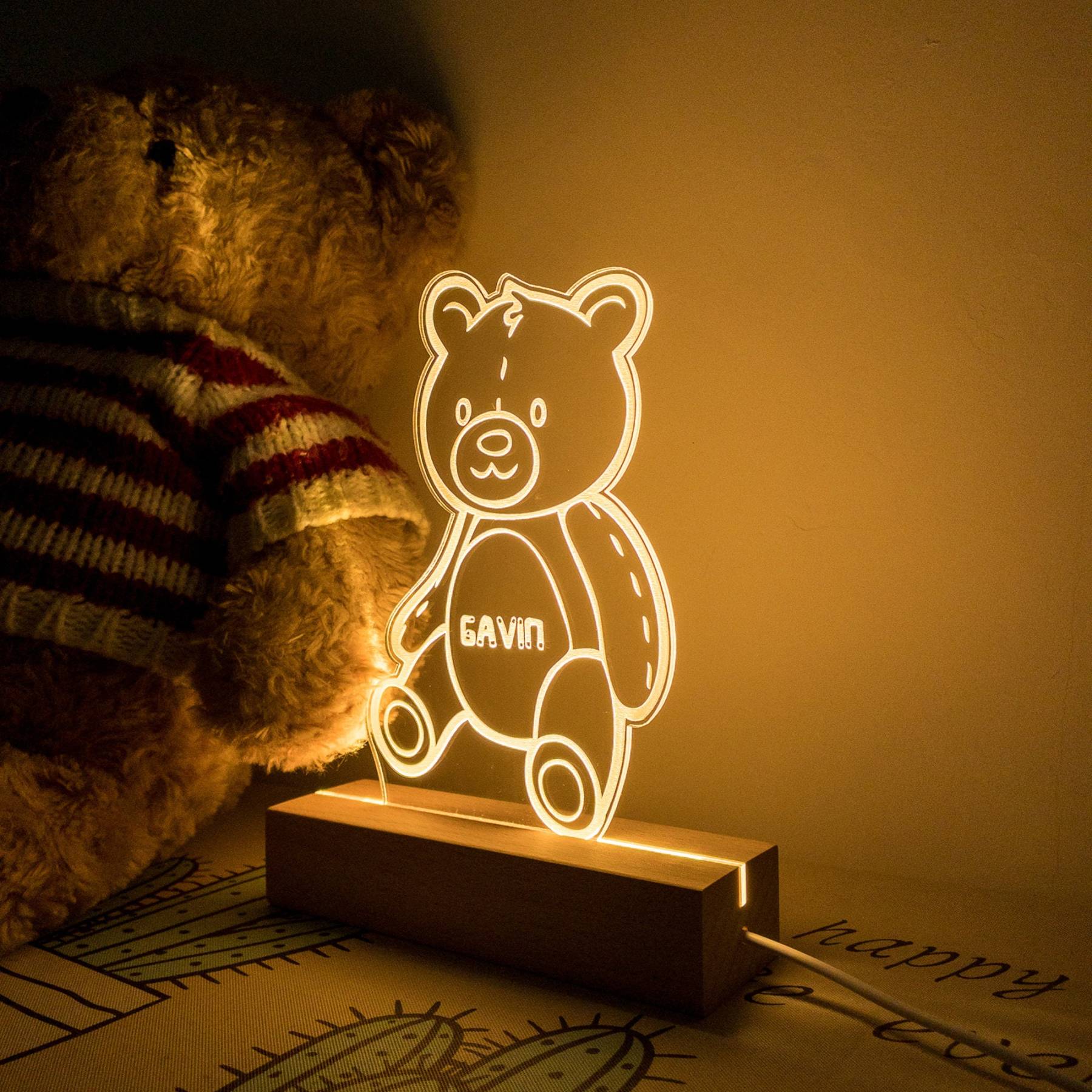Teddy Bear Night Light, Personalize Night Light Kid