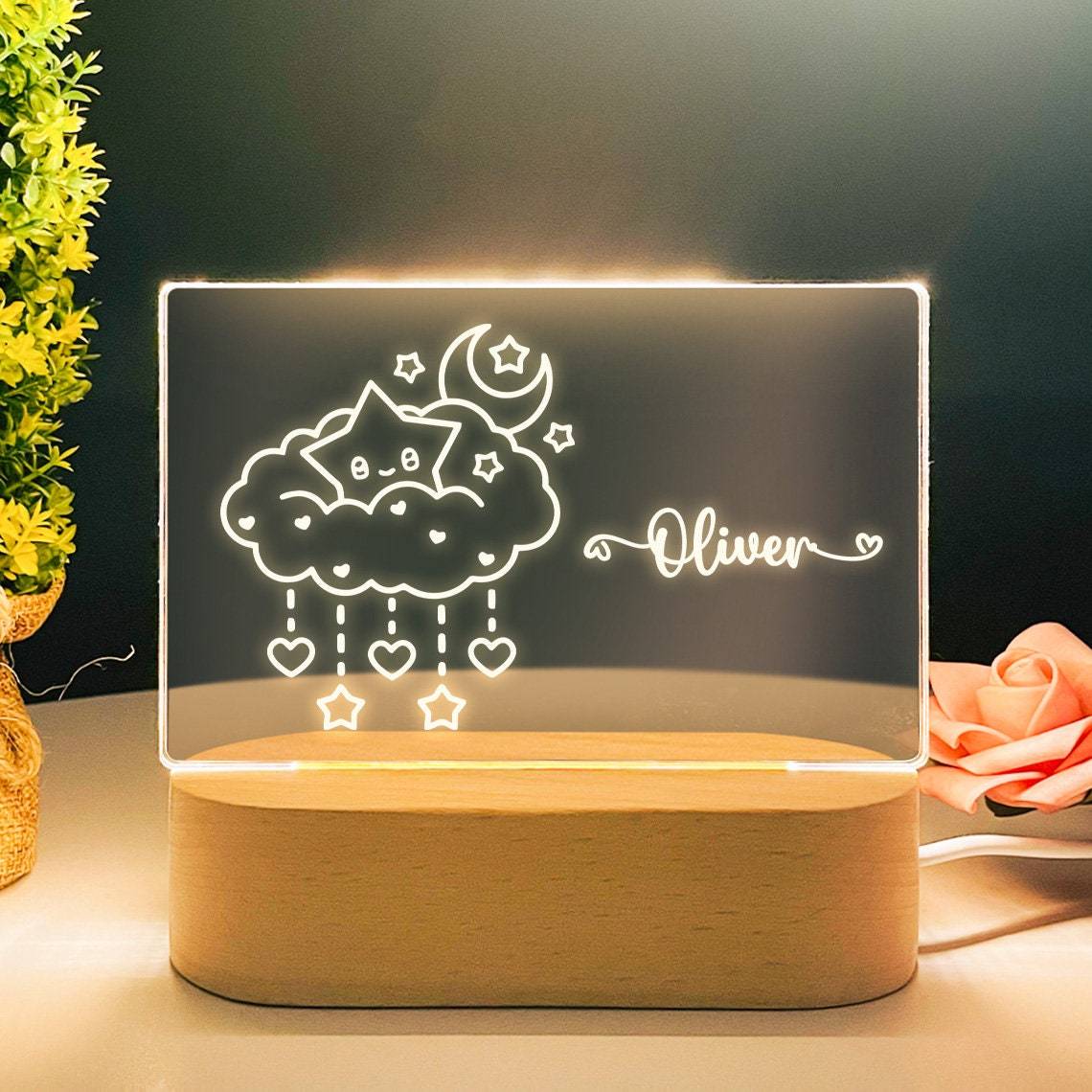 Stars Moon Dream Custom Name Night Light