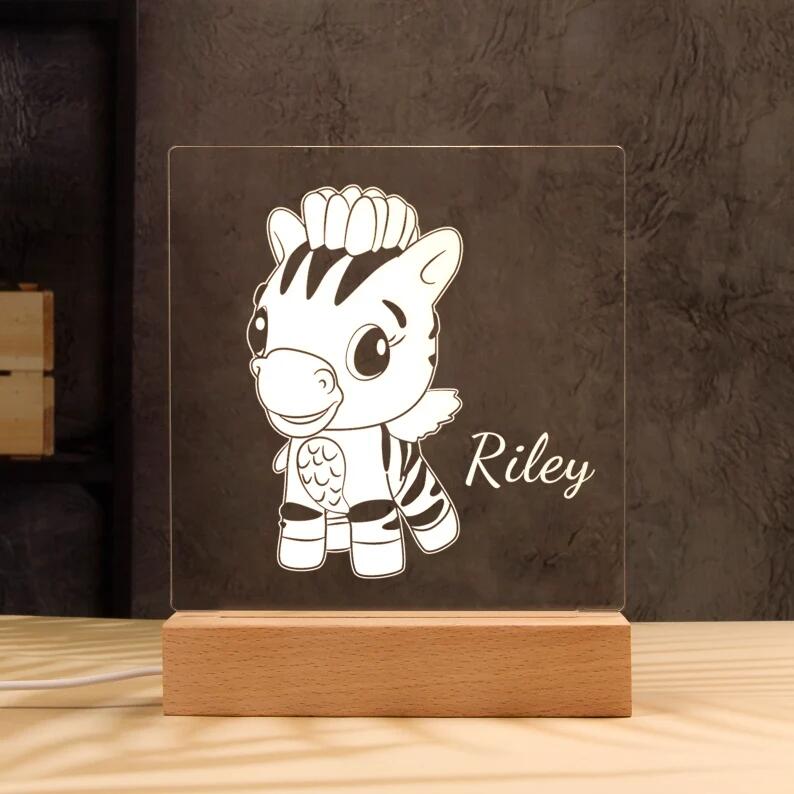 Zebra Night Light - Personalized Name Night Lights for Kids