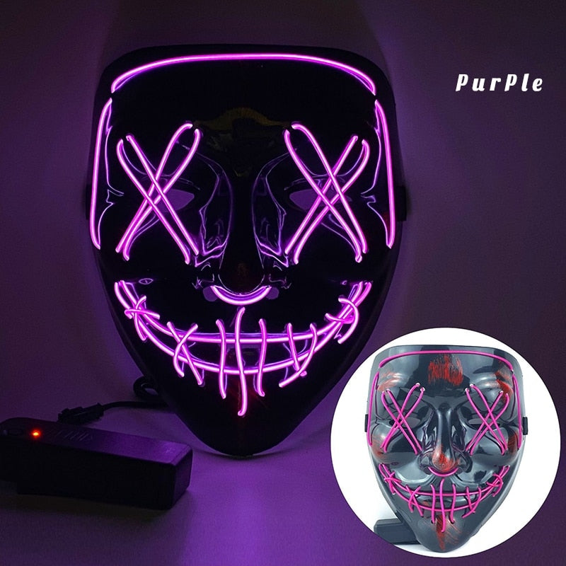 LED Neon Scary Halloween Mask