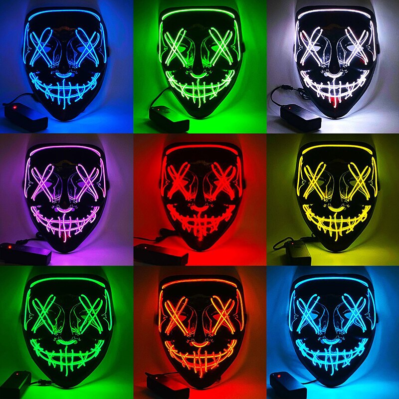 LED Neon Scary Halloween Mask