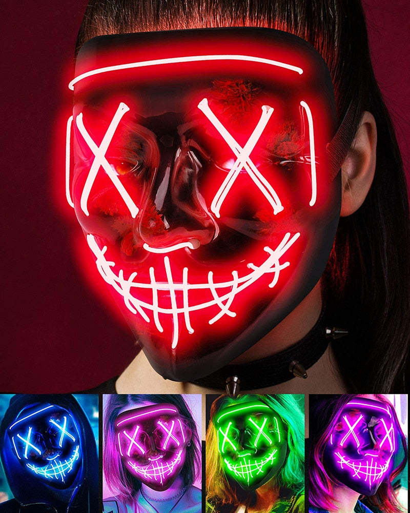 LED Neon Scary Halloween Mask