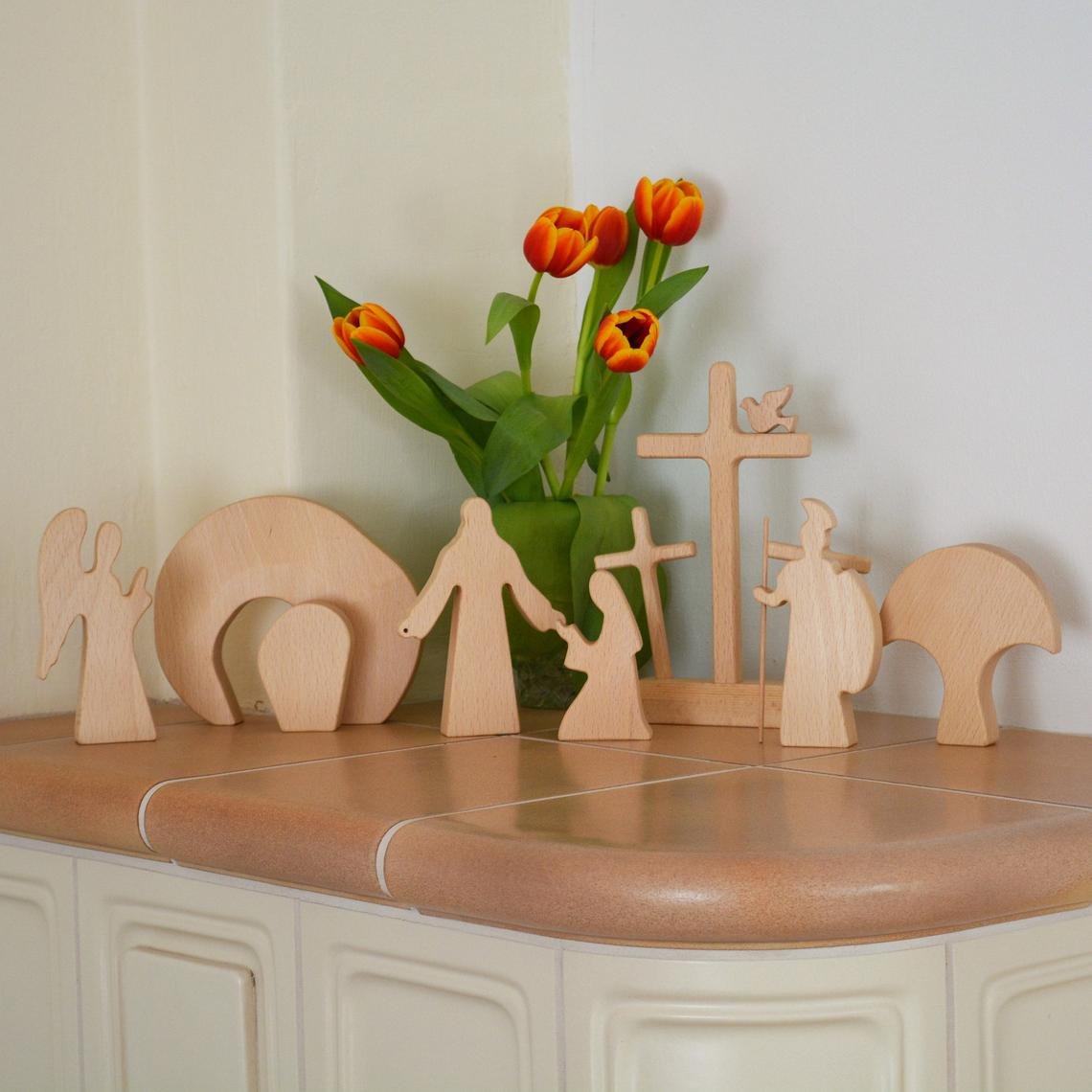 ❤️Handmade Jesus Tomb-Easter Scene Wooden Decoration