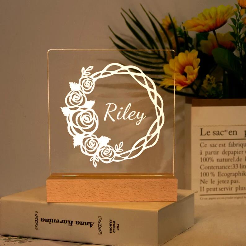Wreath Night Light - Personalized Name Night Lights for Kids