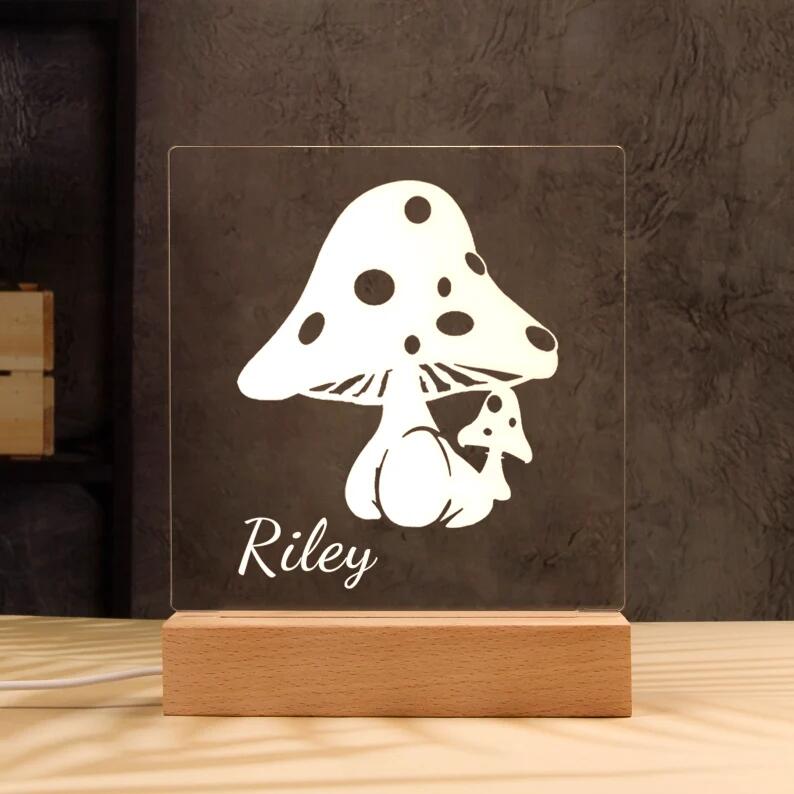 Mushroom Night Light - Personalized Name Night Lights for Kids