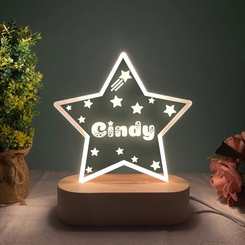 Warm Light STARS Custom Name Night Light