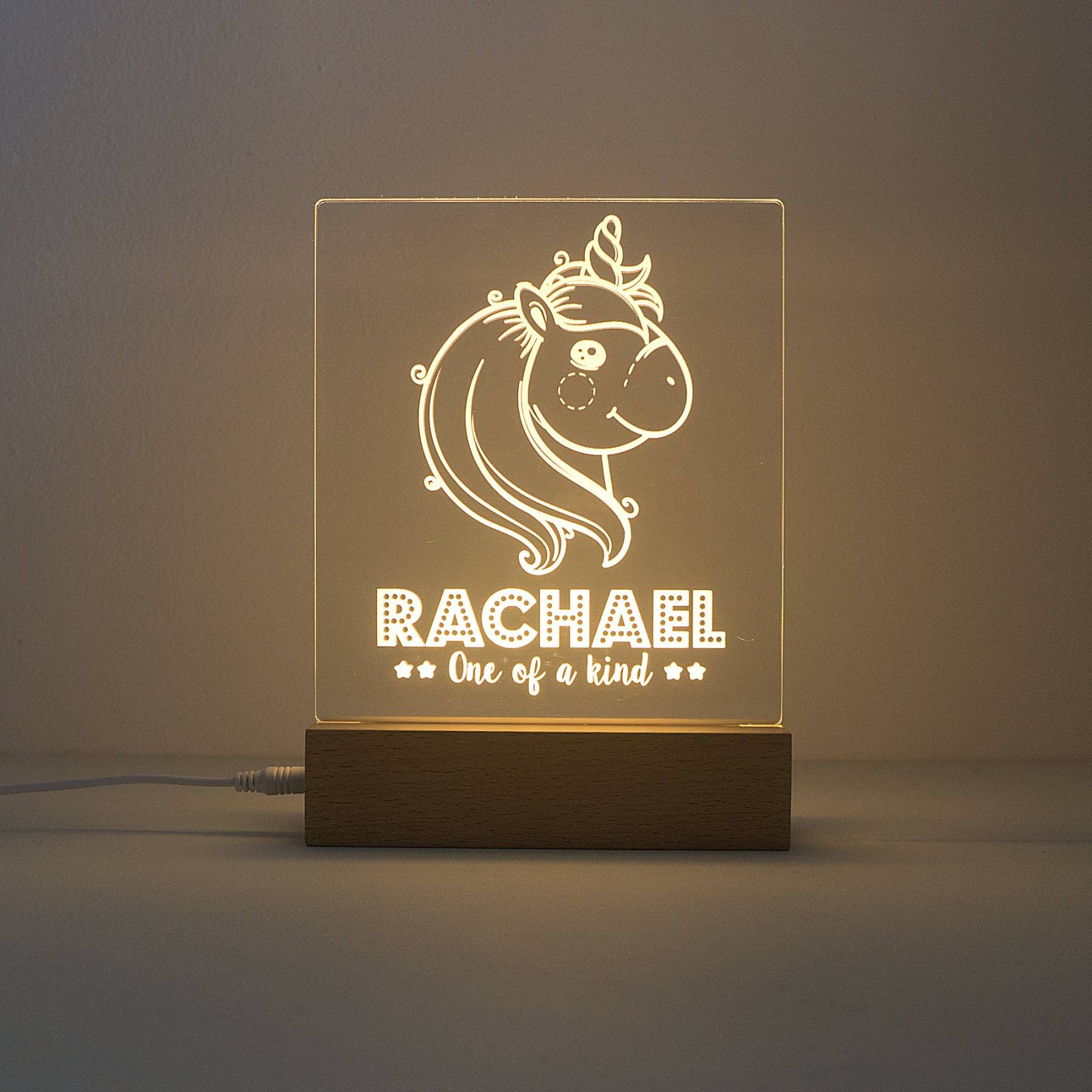 Personalised unicorn name plaque for girls