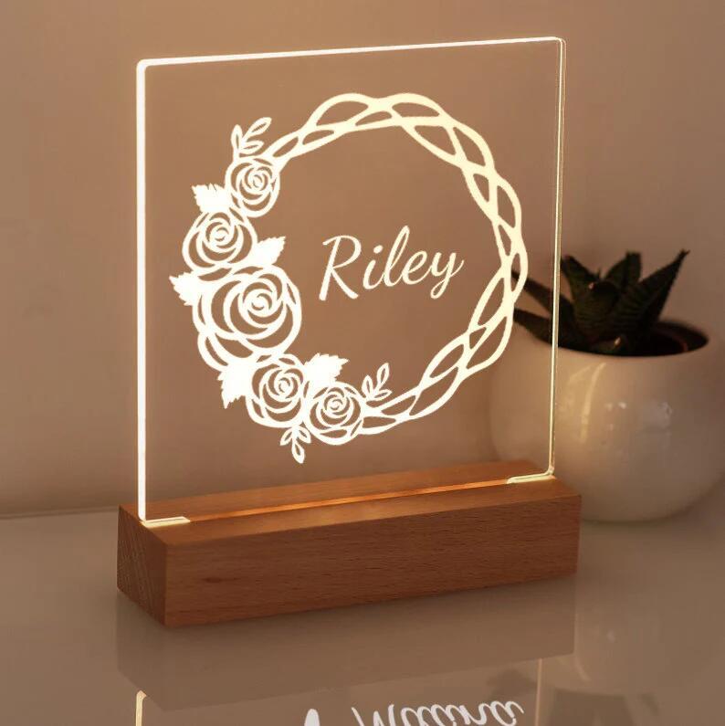Wreath Night Light - Personalized Name Night Lights for Kids