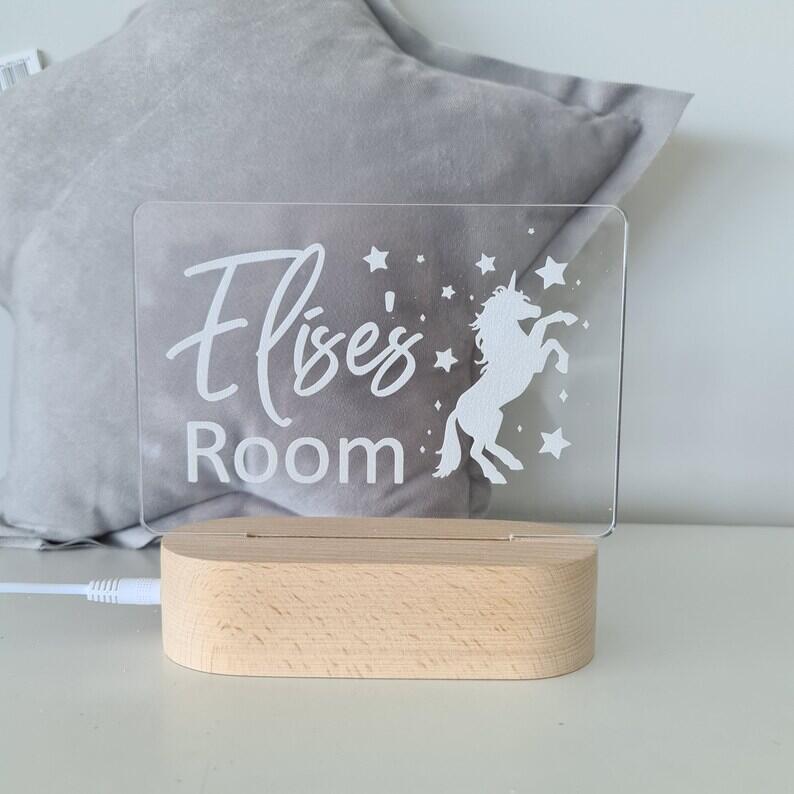 Personalised Name Children's Night Light Unicorn
