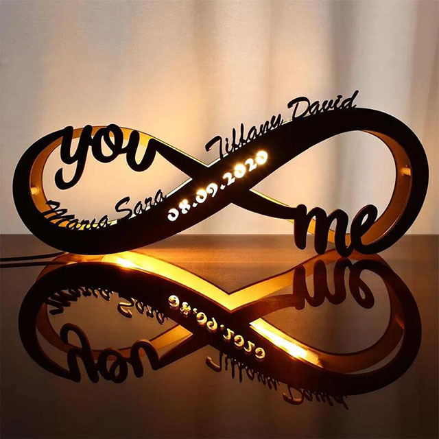 Engraved Wooden Name Nightlight Wedding Anniversary Gift